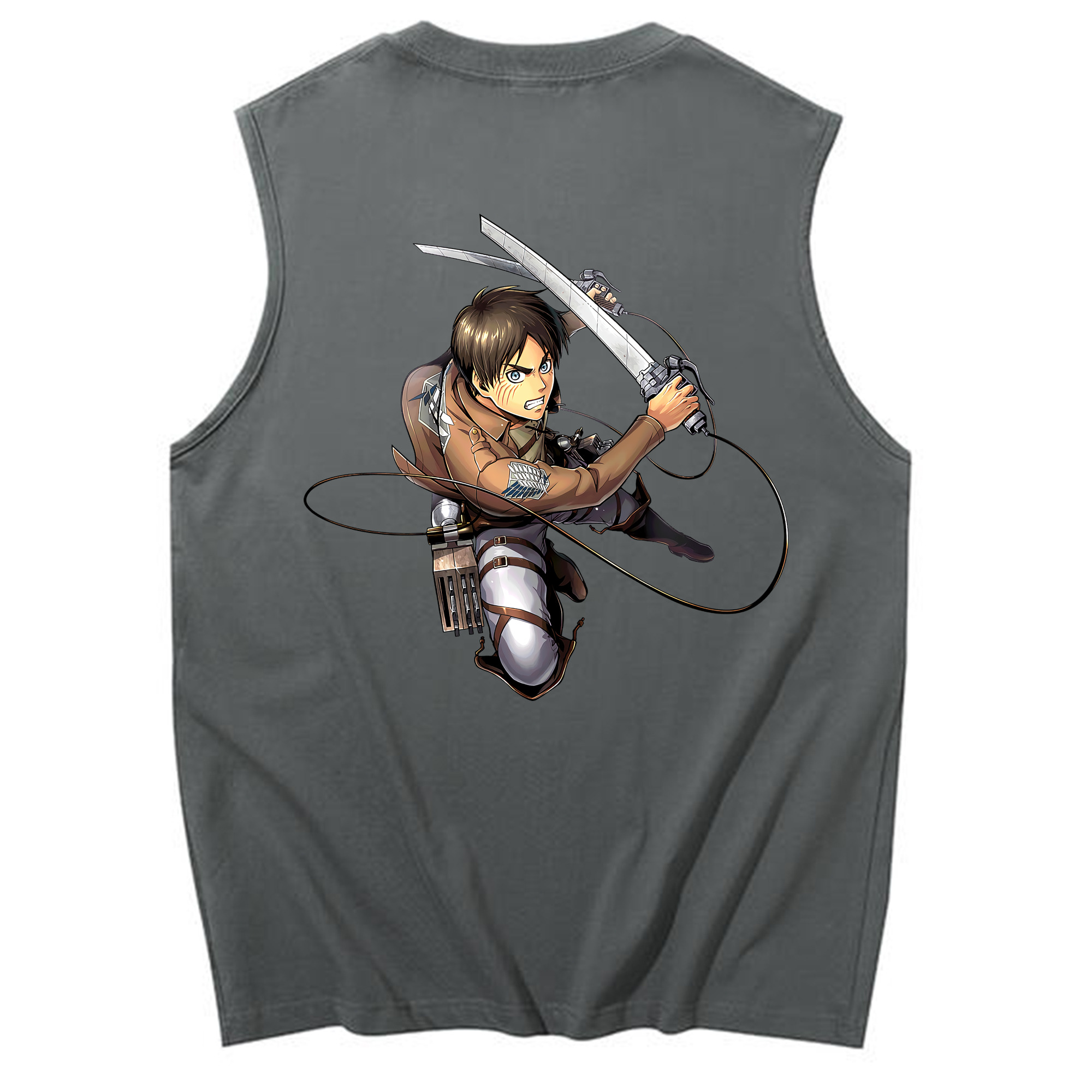 （画像用） 進撃の巨人 エレン･イェーガー Attack on Titan Eren Jäger コットン100％タンクトップ（背面プリント）